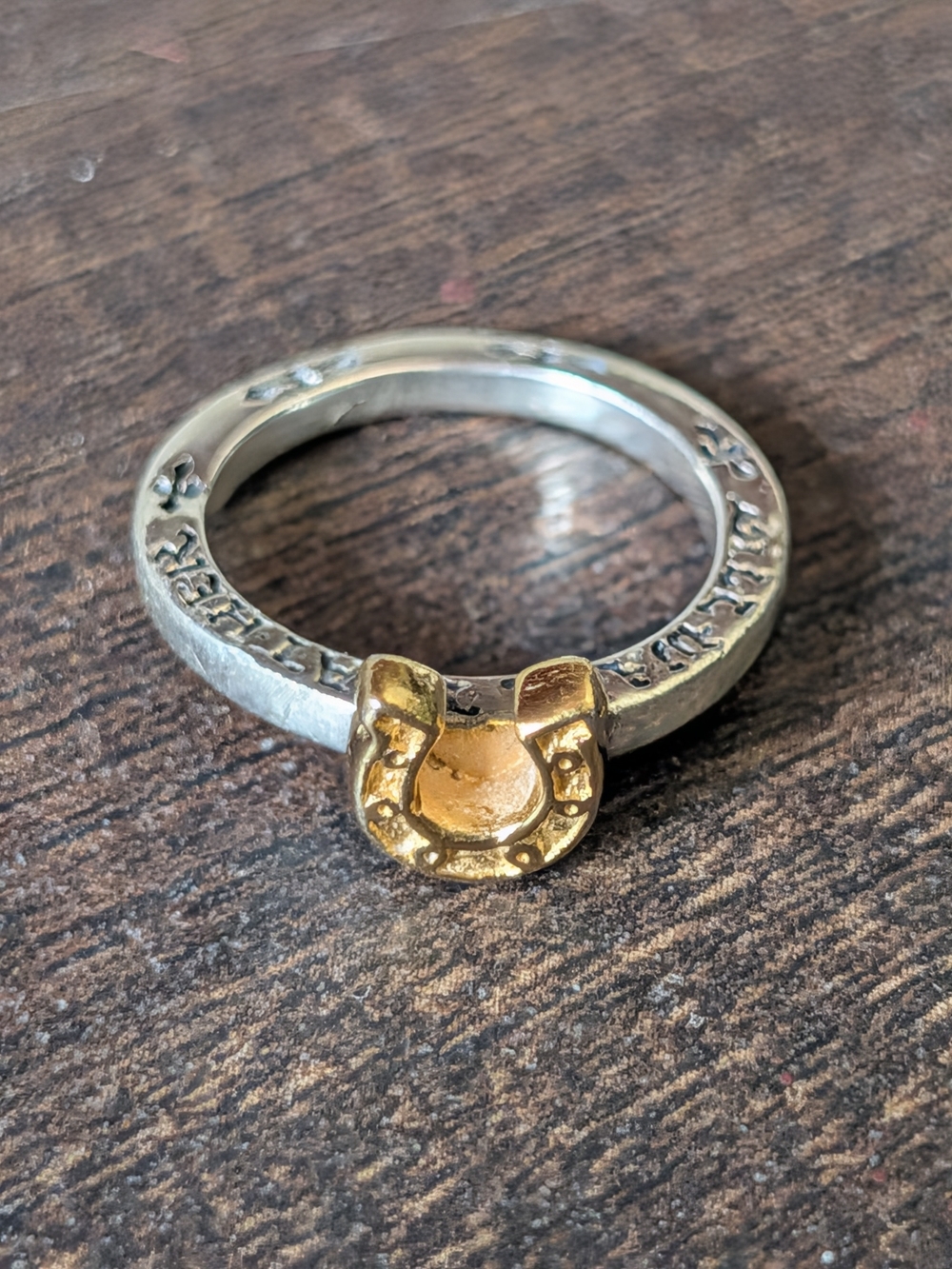 BILL WALL LEATHER BWL 925 Sterling Silver 18k Gold Horseshoe Spacer Ring Sz5